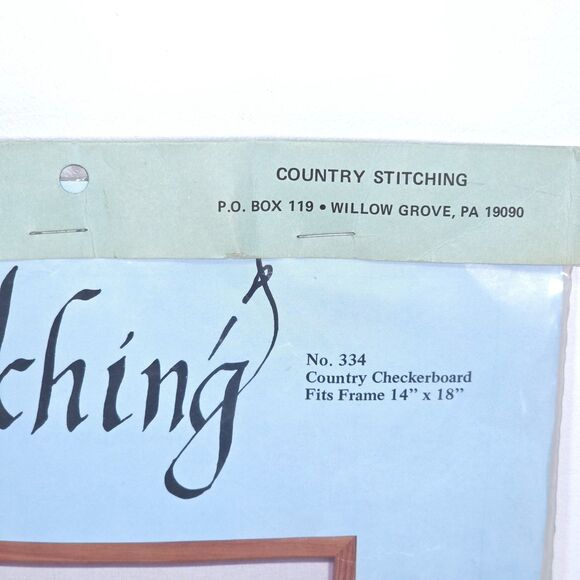 Vintage Country Stitching Cross Stitch‎ Kit 334 Checkerboard Sampler 14x18 Linen - Picture 2 of 6